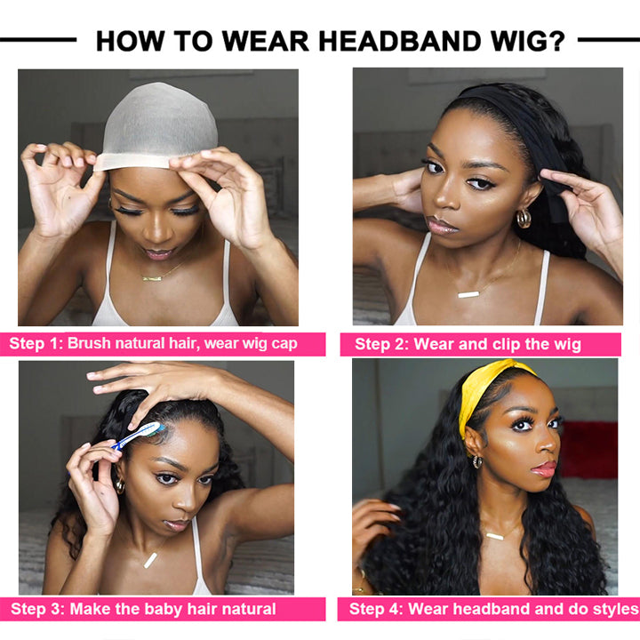 Takisha Etienne Highlight Water Wave Human Hair Wigs Glueless Brazilian Virgin Hair Headband Wigs