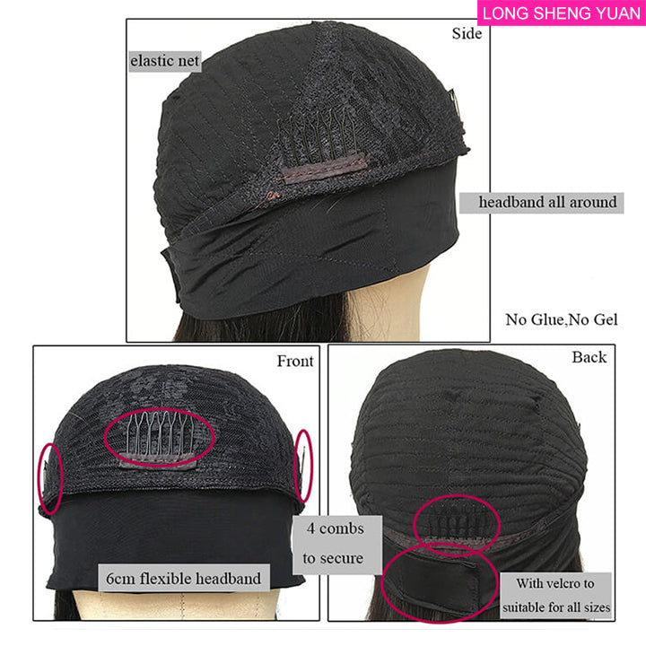 LONG SHENG YUAN Brazilian Curly Headband Human Hair Wigs Easy to Install (GET FREE TRENDY HEADBAND)