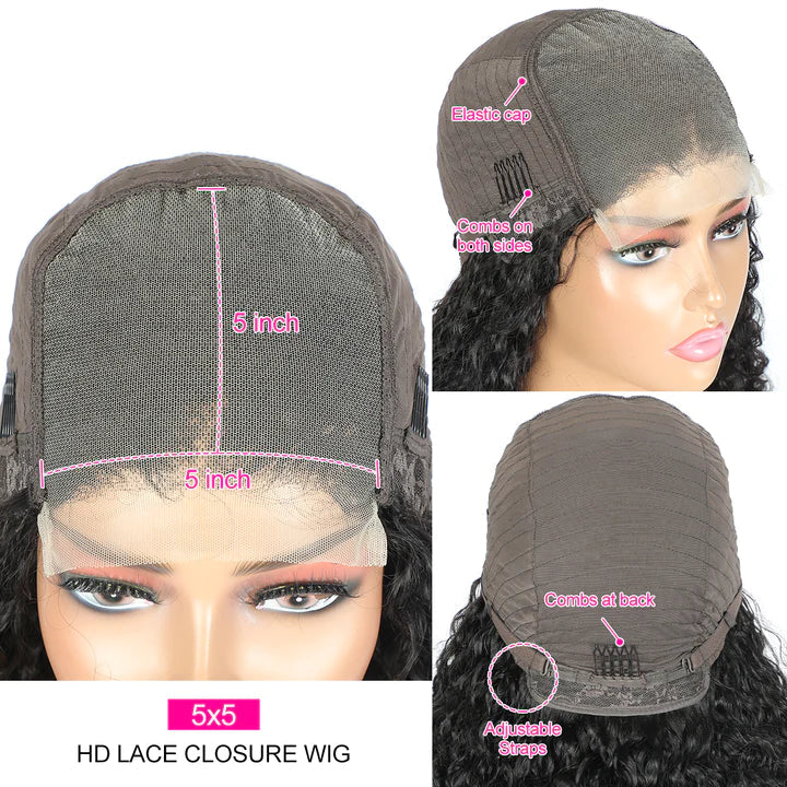 Ombre Brown Short Straight Bob 5x5 Lace Wigs Human Hair Glueless Wig