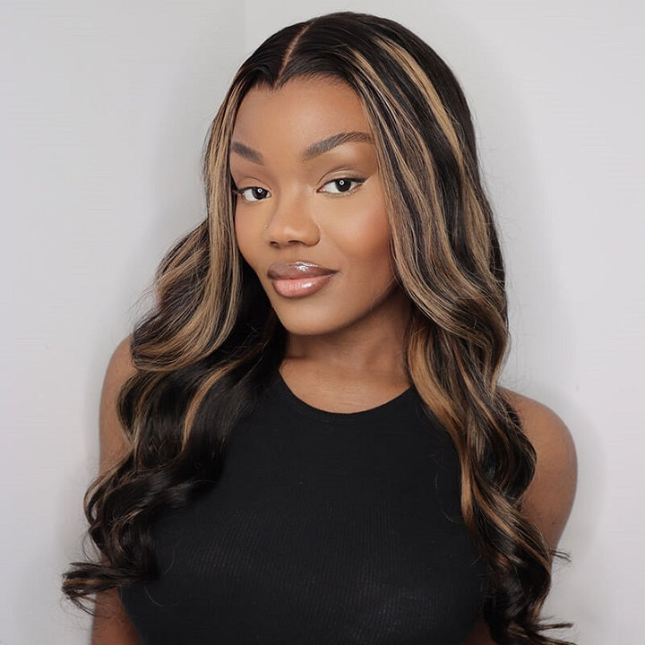 Highlight Body Wave 13x4 Pre Everything Wig Pre Cut Lace Glueless Human Hair Wig