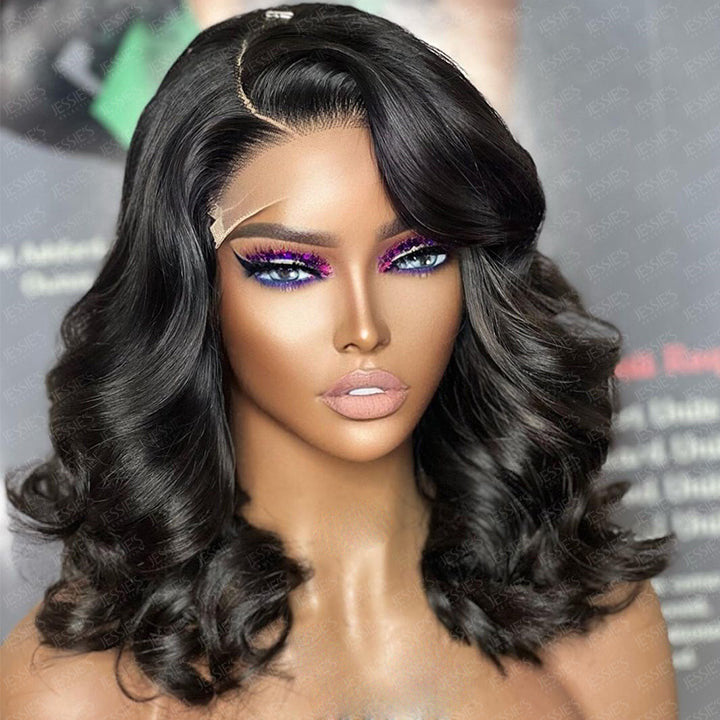 Pre Cut Lace Short Wavy 13x5 Lace Bob Wig Glueless Human Hair Wig