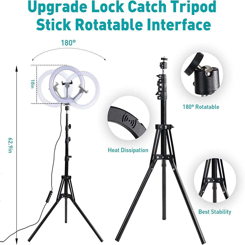13" LED RGB Selfie Ring Light W/ Mini & Extendable Tripod Stand & Phone Holder 10 Brightness Level 26 Light Modes Dimmable Ringlight for Beauty Makeup Live Streaming Youtube Video Photography Shooting - Healthier Me Beauty, LLC