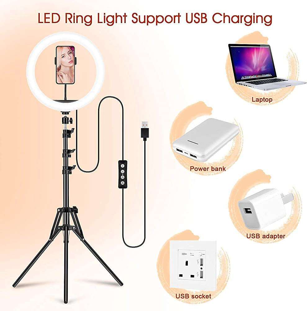 13" LED RGB Selfie Ring Light W/ Mini & Extendable Tripod Stand & Phone Holder 10 Brightness Level 26 Light Modes Dimmable Ringlight for Beauty Makeup Live Streaming Youtube Video Photography Shooting - Healthier Me Beauty, LLC