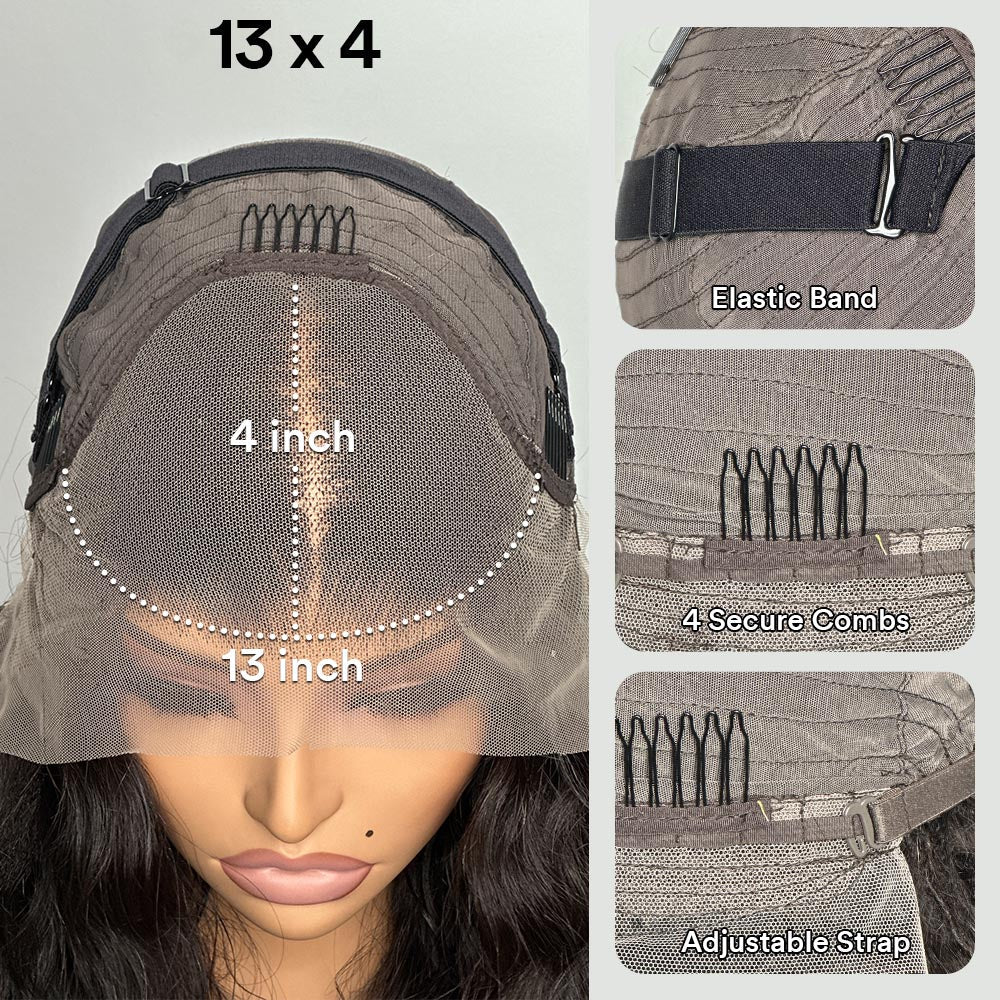 Kinky Straight Side Part Glueless Invisible Lace Front Wigs
