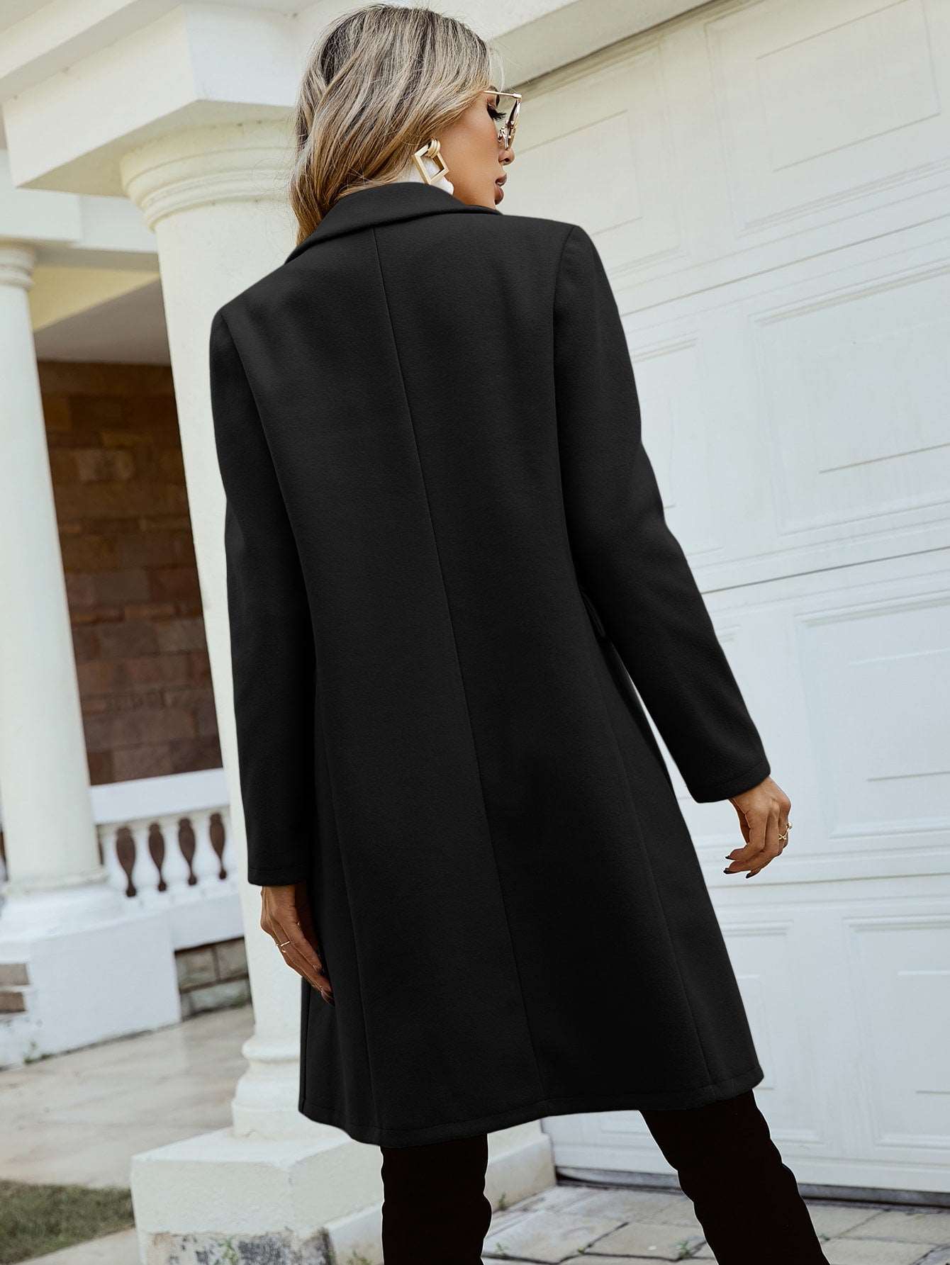 Frenchy Double Breasted Lapel Collar Overcoat