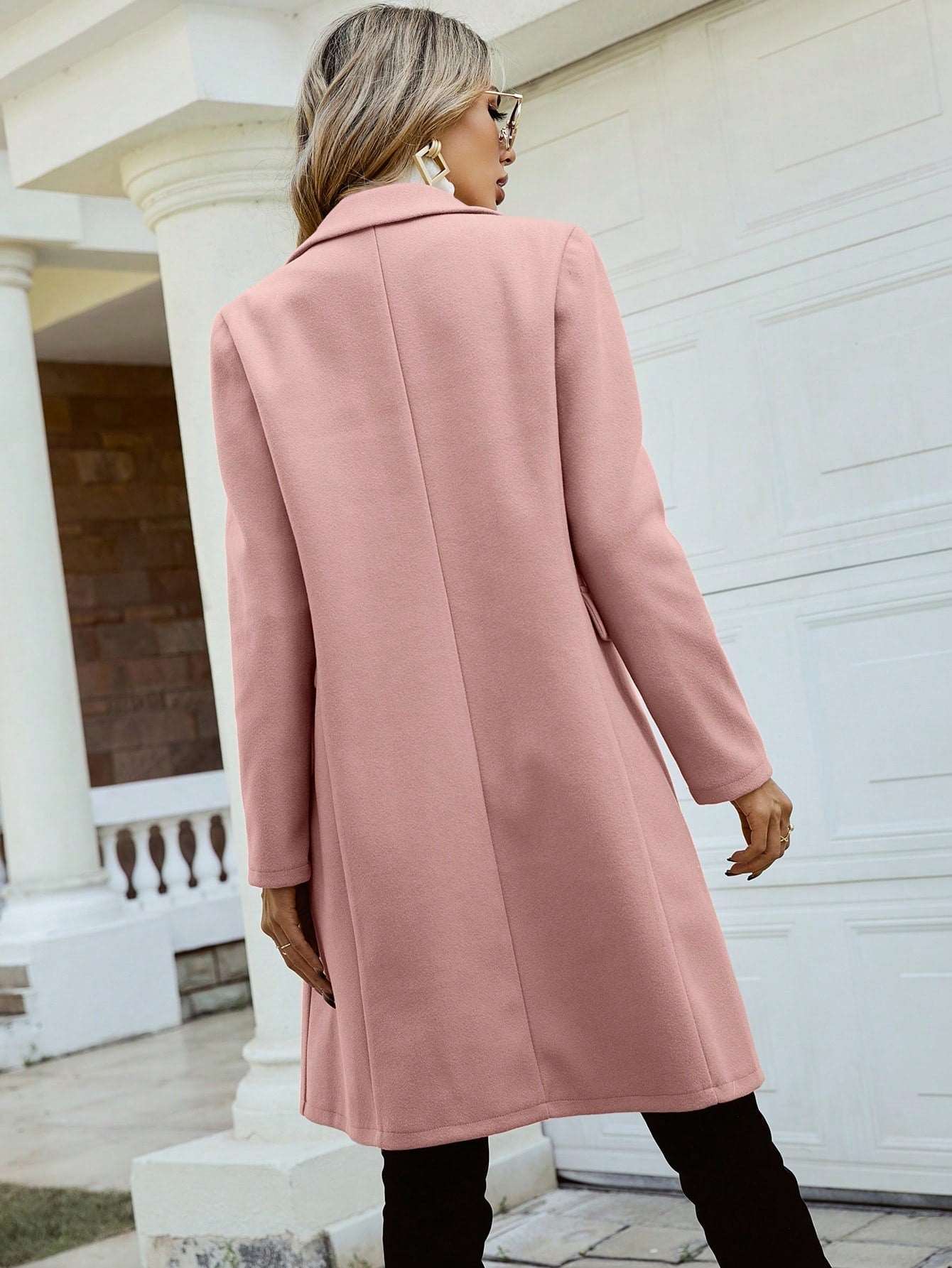 Frenchy Double Breasted Lapel Collar Overcoat