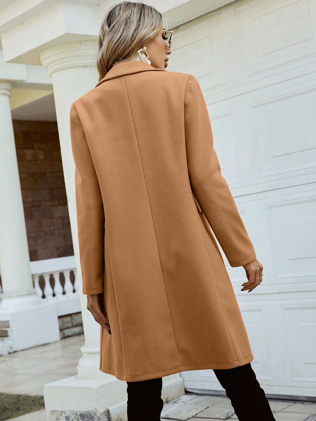 Frenchy Double Breasted Lapel Collar Overcoat