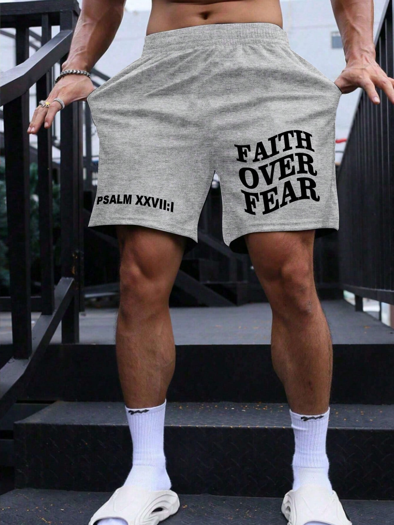 Manfinity Homme Men Slogan Graphic Shorts For Summer