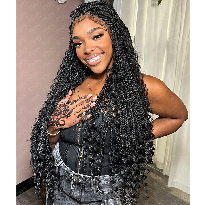 Knotless 9x6 Lace Braided Boho Box Braids Lace Wig for Women