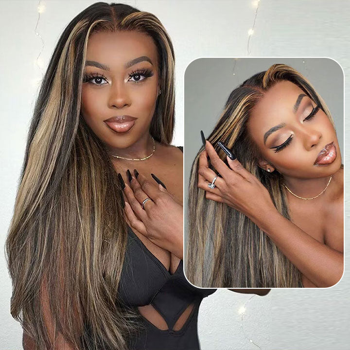 Pre Cut 5x6 Lace Balayage Honey Straight 9x6 Parting Max Lace Wig Glueless Wig