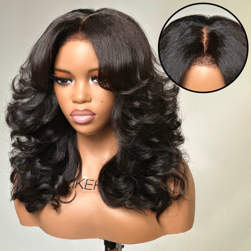 Put on & Go Layered Wavy With Kinky Edges Glueless HD Lace Wig