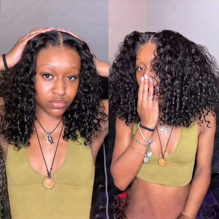 Sprial Curl 7x5 Pre Everything Bob Wig Pre Cut Lace Glueless Human Hair Wig