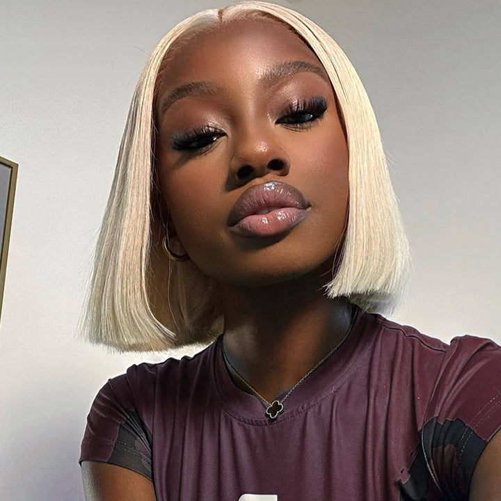Super Sale $79.99 10" Blonde #613 Straight 13x4 Bob Lace Frontal Glueless Wig for Women