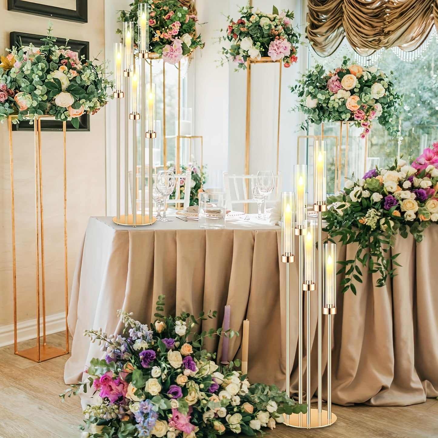 4 Set Floor Candelabra For Wedding 5 Arm 42.5''