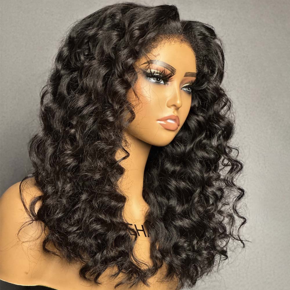 Luscious Bouncy Curls With 4C Kinky Edges HD Lace Closure Wig