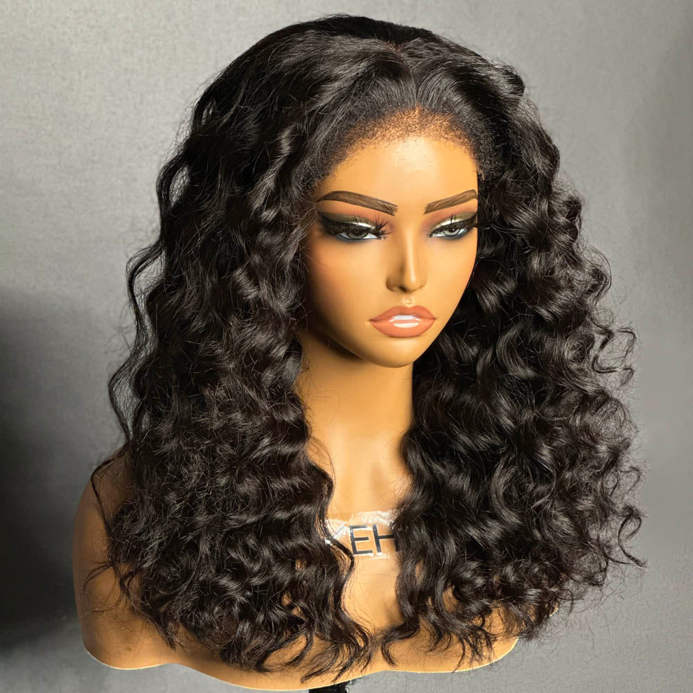 Luscious Bouncy Curls With 4C Kinky Edges HD Lace Closure Wig
