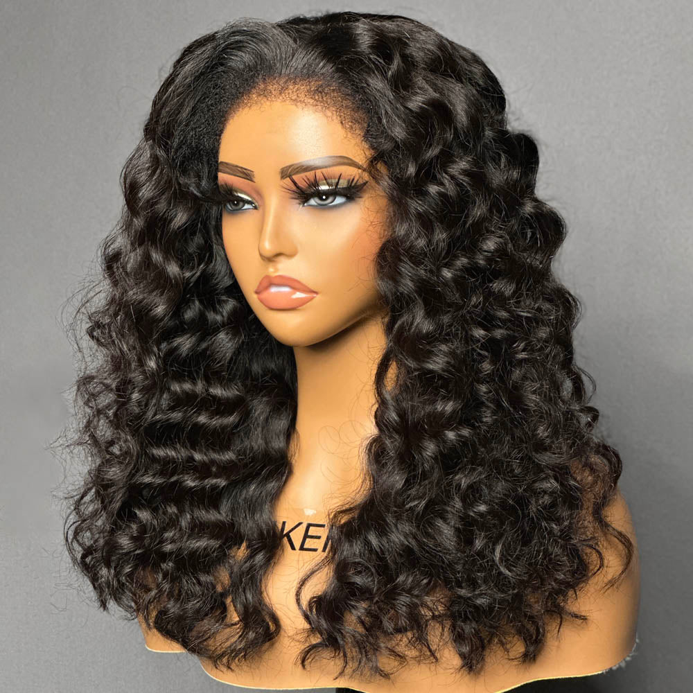 Luscious Bouncy Curls With 4C Kinky Edges HD Lace Closure Wig