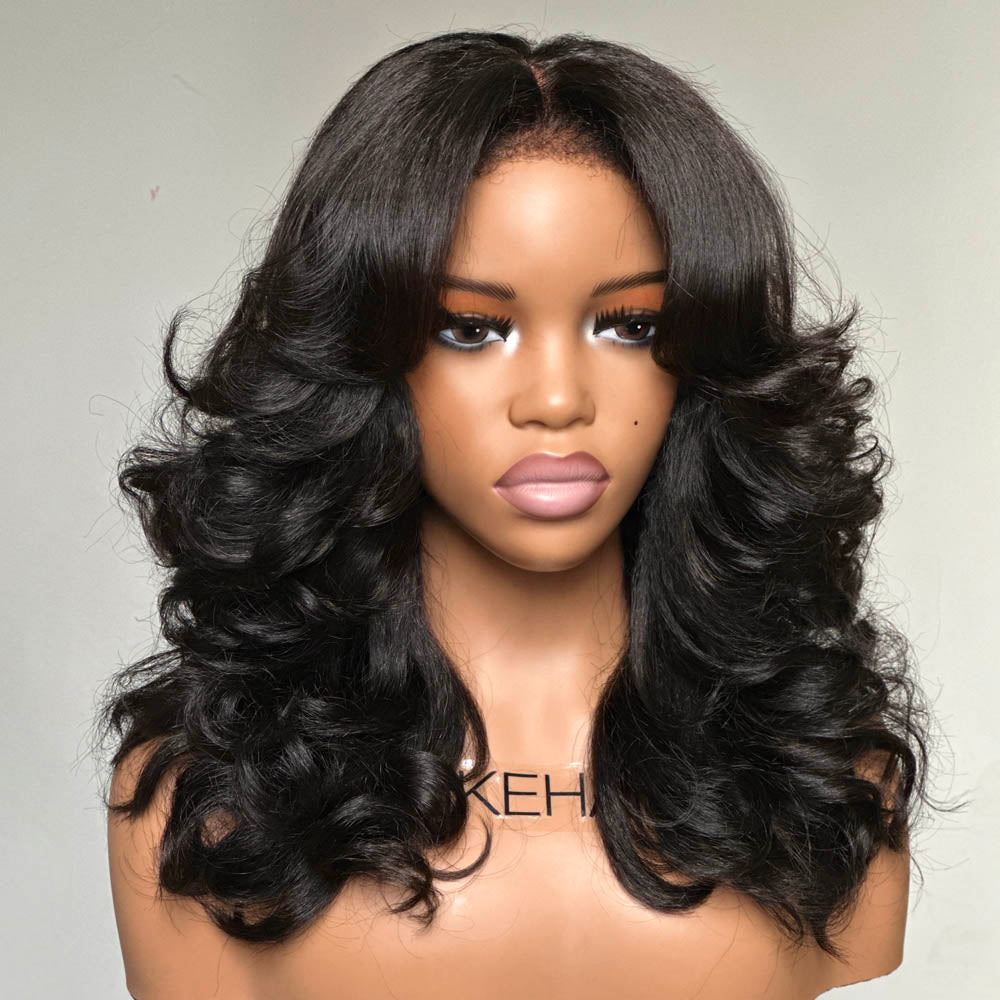 Put on & Go Layered Wavy With Kinky Edges Glueless HD Lace Wig