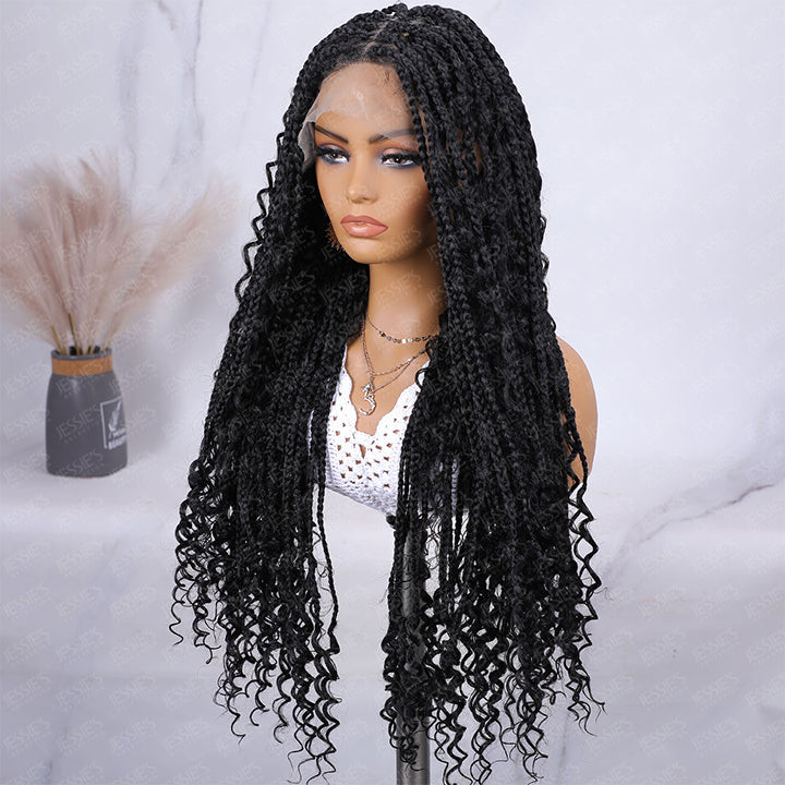 Knotless 9x6 Lace Braided Boho Box Braids Lace Wig for Women