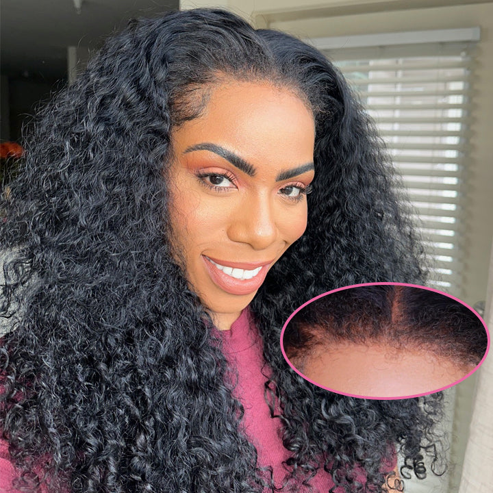 4C Hairline Glueless Curly 13x4 Human Hair Lace Wig With Curly Edges Baby Hair