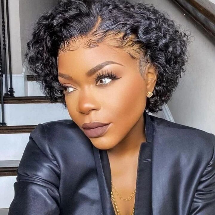 Glueless Pre Cut Lace Short Curly Pixie Cut Bob Lace Closure Wigs Brazilian Human Hair Frontal Wigs