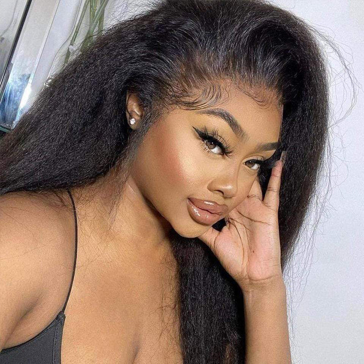 360 Pre plucked Kinky Straight Lace Frontal Wigs With Baby Hair