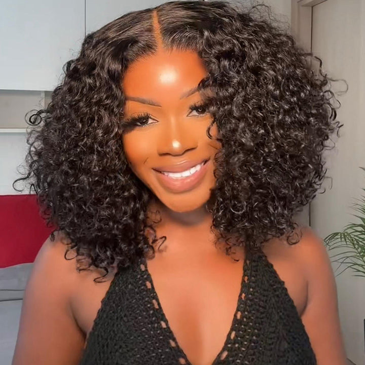 Sprial Curl 7x5 Pre Everything Bob Wig Pre Cut Lace Glueless Human Hair Wig