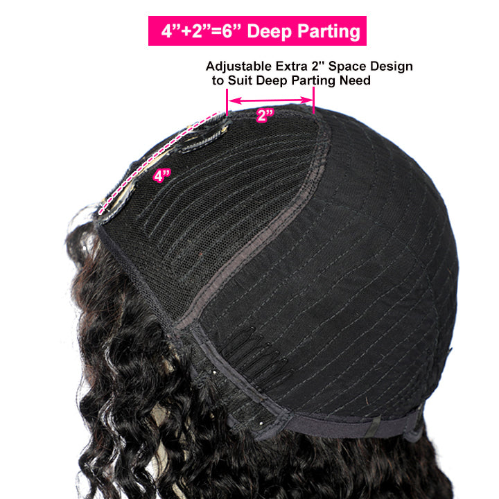 Thin V Part Wig Kinky Curly Natural Scalp Human Hair Wig Without Leave Out
