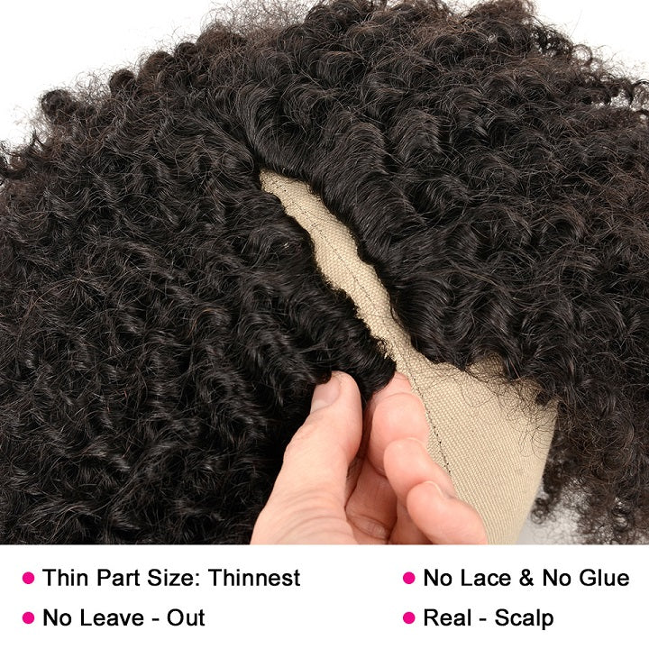 $169.99 26" Kinky Curly Thin V Part Wig Human Hair Flash Deal