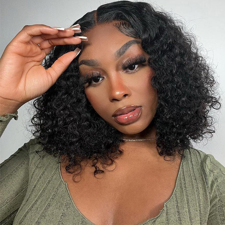 Short Curly Bob Wig 13x4 Lace Front Glueless Human Hair Wig