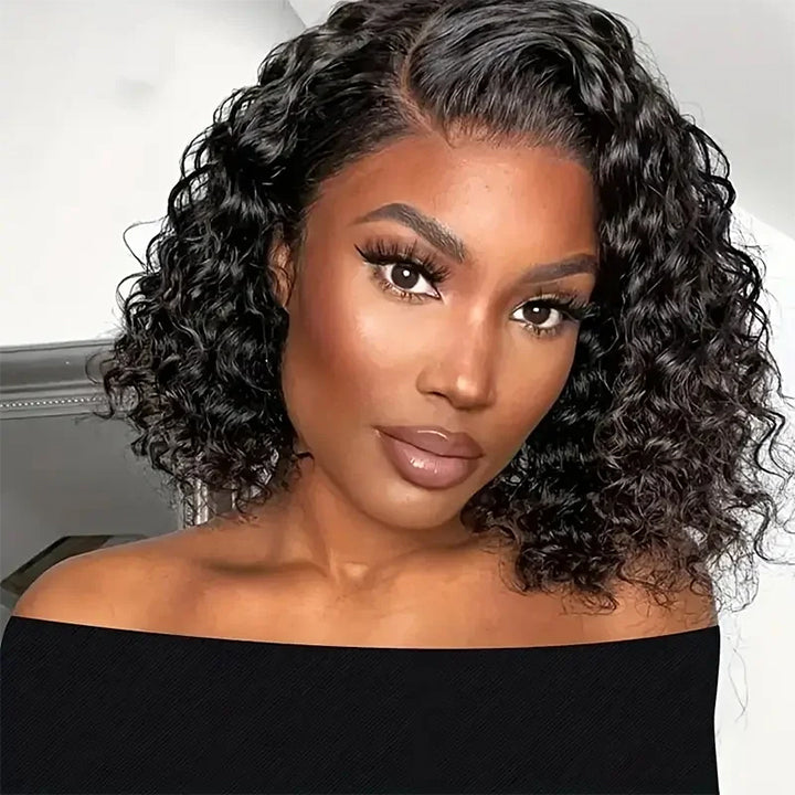Flash Deal 14" 9x6 Pre Cut Crystal HD Lace Deep Wave Bob Pre Plucked Human Hair Wig