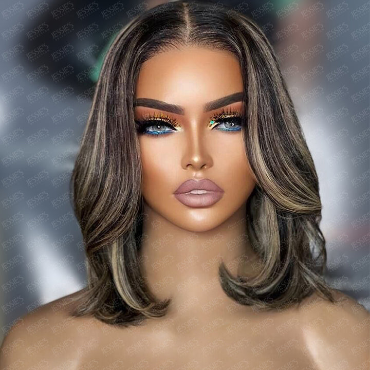 Highlight Ombre Honey Glueless Wavy 13x5 Pre Everything Bob Wig Human Hair