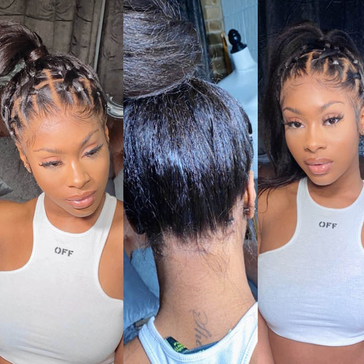 360 Pre plucked Kinky Straight Lace Frontal Wigs With Baby Hair