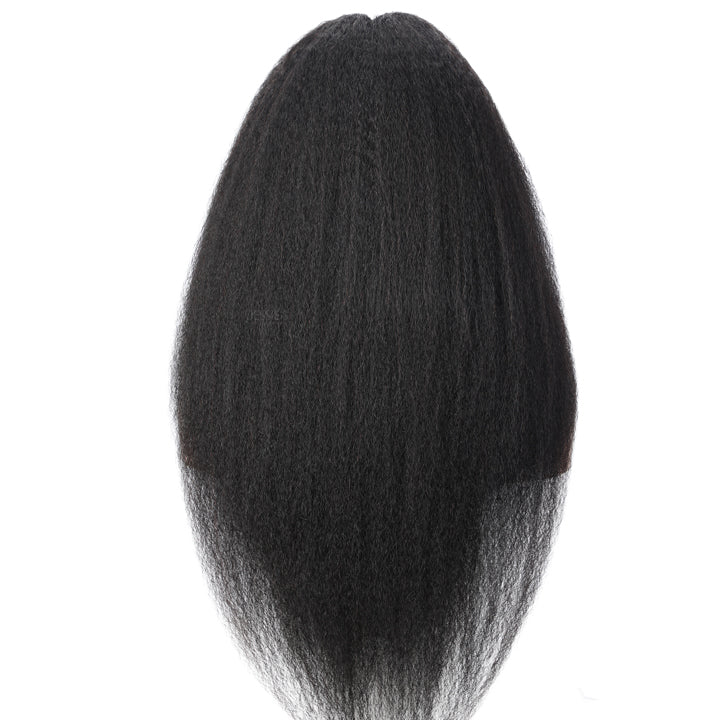 Thin V Part Wig Kinky Straight Natural Scalp Human Hair Wig Without Leave Out