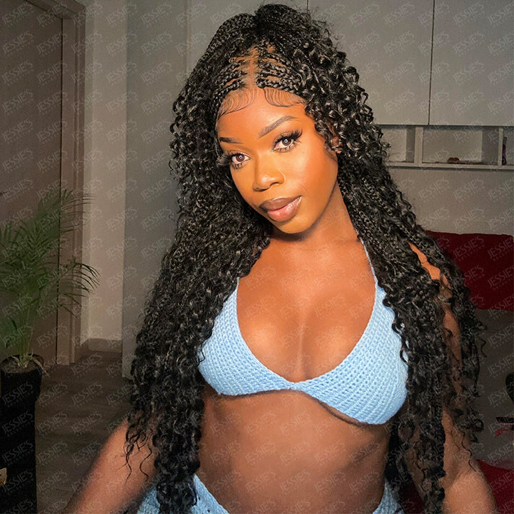 Knotless 9x6 Lace Braided Boho Box Braids Lace Wig for Women