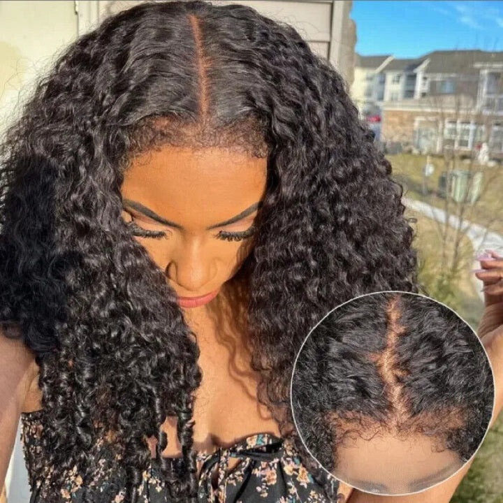 Flash Deal $99.99 14" 4C Edge Crystal Lace Glueless Curly 4x4 Lace Wig