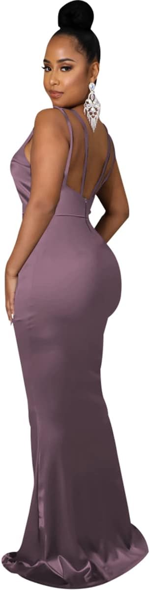 JTNFairy Women's Sexy Ruffle Sleeveless One Shoulder Bodycon Dresses Classy Pencil Curvy Party Evening Long Formal Dress