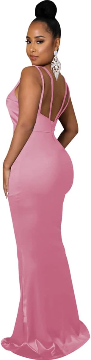 JTNFairy Women's Sexy Ruffle Sleeveless One Shoulder Bodycon Dresses Classy Pencil Curvy Party Evening Long Formal Dress