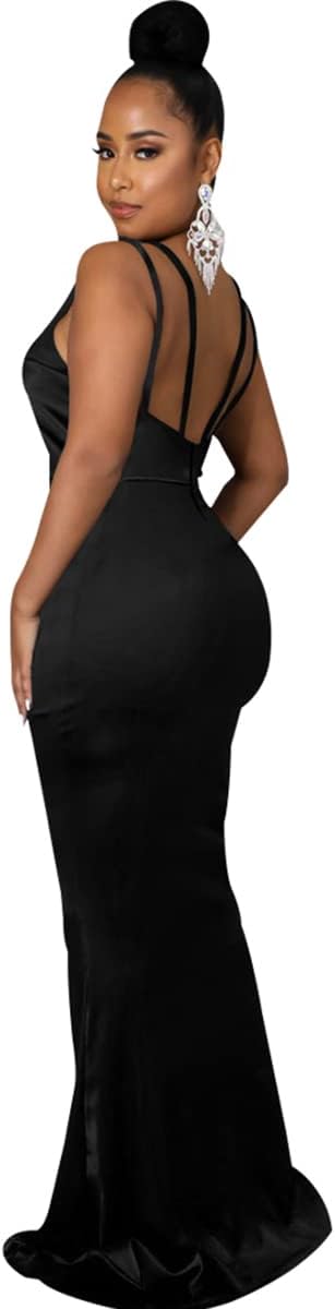 JTNFairy Women's Sexy Ruffle Sleeveless One Shoulder Bodycon Dresses Classy Pencil Curvy Party Evening Long Formal Dress