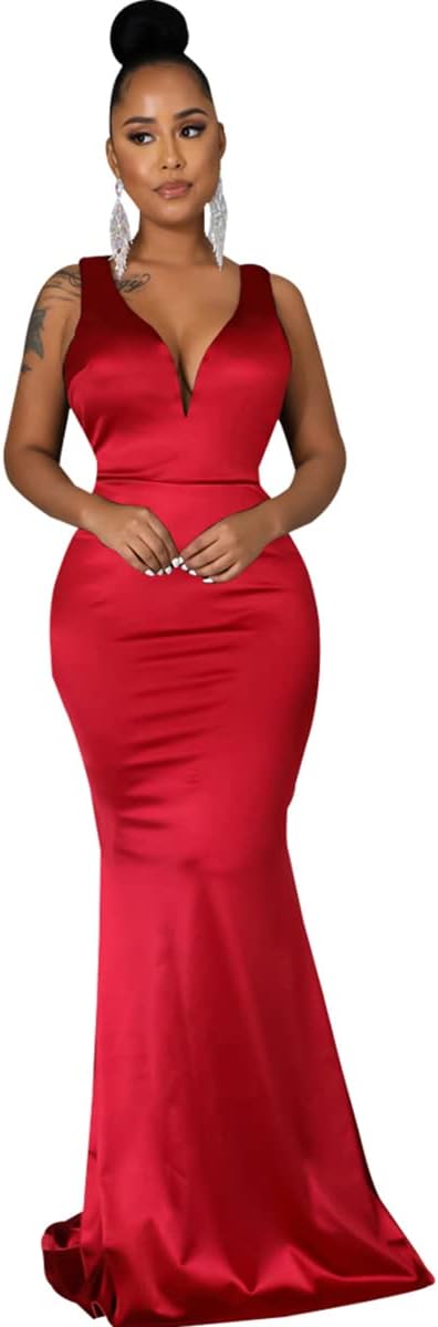 JTNFairy Women's Sexy Ruffle Sleeveless One Shoulder Bodycon Dresses Classy Pencil Curvy Party Evening Long Formal Dress