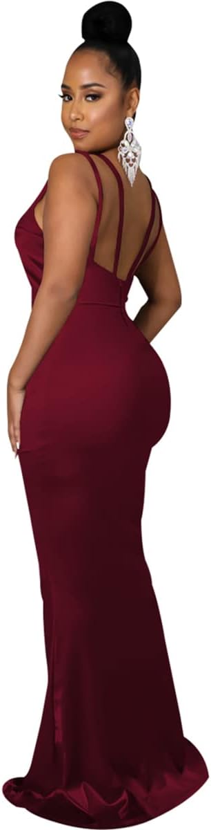 JTNFairy Women's Sexy Ruffle Sleeveless One Shoulder Bodycon Dresses Classy Pencil Curvy Party Evening Long Formal Dress
