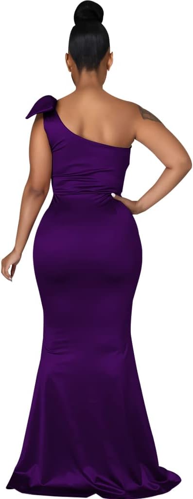 JTNFairy Women's Sexy Ruffle Sleeveless One Shoulder Bodycon Dresses Classy Pencil Curvy Party Evening Long Formal Dress