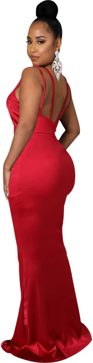 JTNFairy Women's Sexy Ruffle Sleeveless One Shoulder Bodycon Dresses Classy Pencil Curvy Party Evening Long Formal Dress