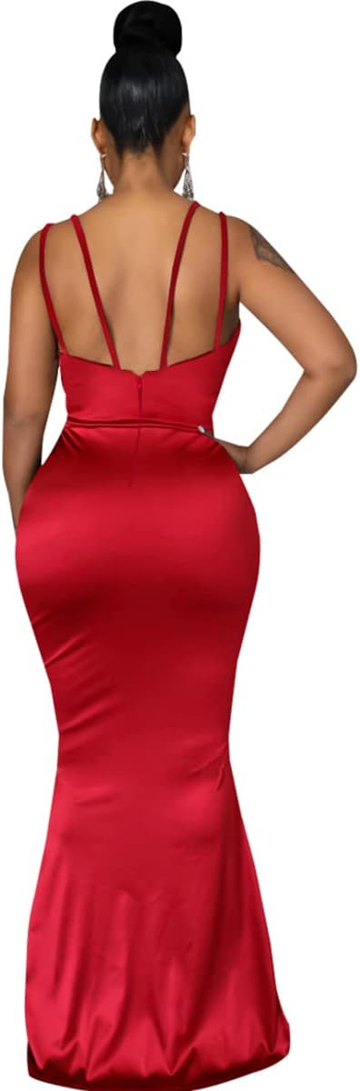 JTNFairy Women's Sexy Ruffle Sleeveless One Shoulder Bodycon Dresses Classy Pencil Curvy Party Evening Long Formal Dress