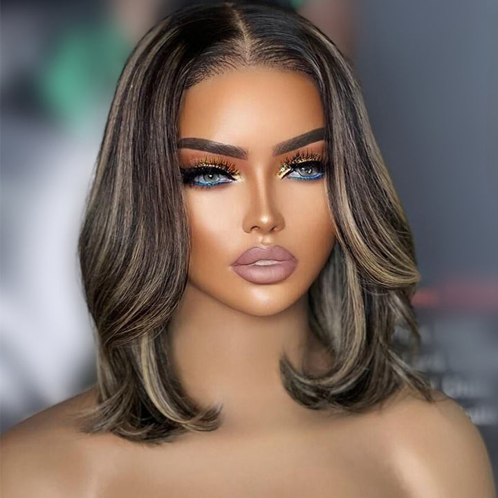 Highlight Ombre Honey Glueless Wavy 13x5 Pre Everything Bob Wig Human Hair