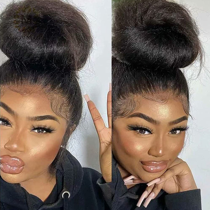 360 Pre plucked Kinky Straight Lace Frontal Wigs With Baby Hair