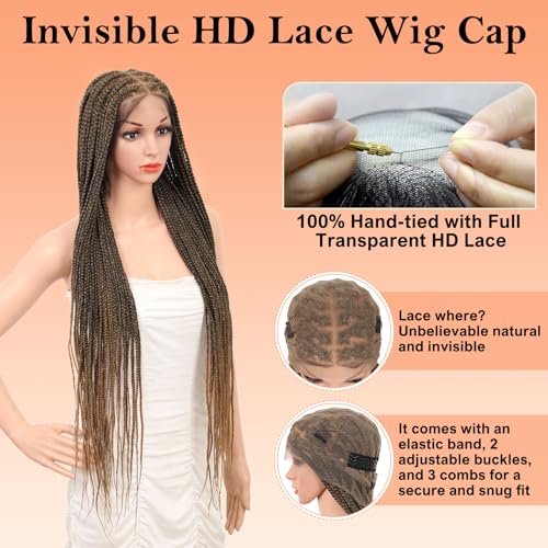 HD Lace Front Knotless Braided Wigs w baby hair