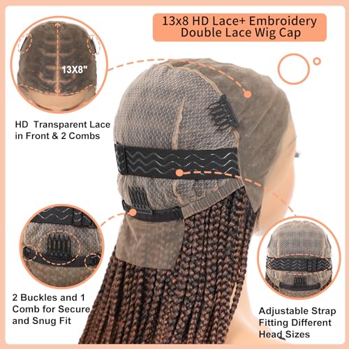 HD Lace Front Knotless Braided Wigs w baby hair