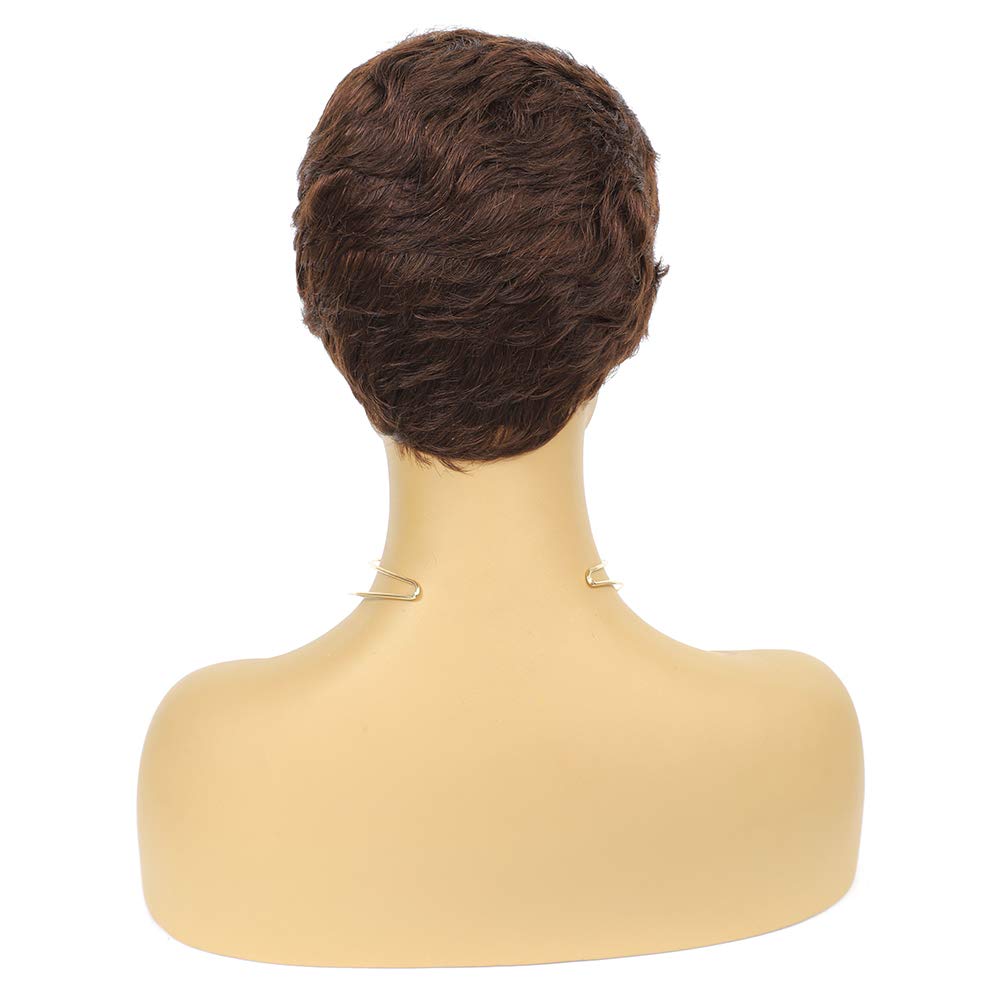 Vogue Pixie Wigs Short Black Wavy Layered Short Human Hair Wigs for Black Women (1B#)