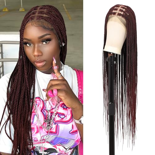 HD Lace Front Knotless Braided Wigs w baby hair